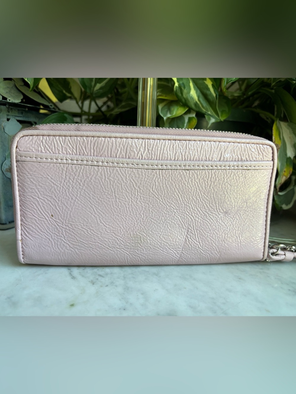 Coach Pale Pink Poppy Leather Wristlet with Silver Tone Accents - Picture 2 of 12